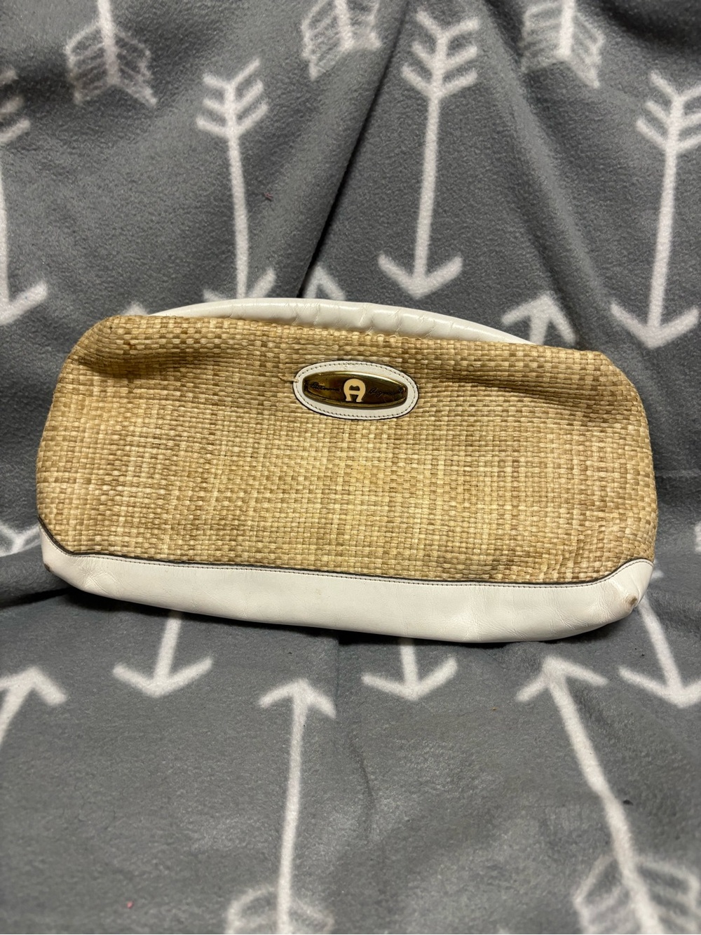 Woven Beige and White Women's Clutch